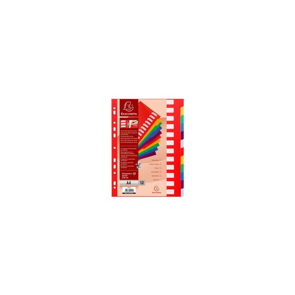 EXACOMPTA Intercalaires en plastique, uni, A4, 12 touches