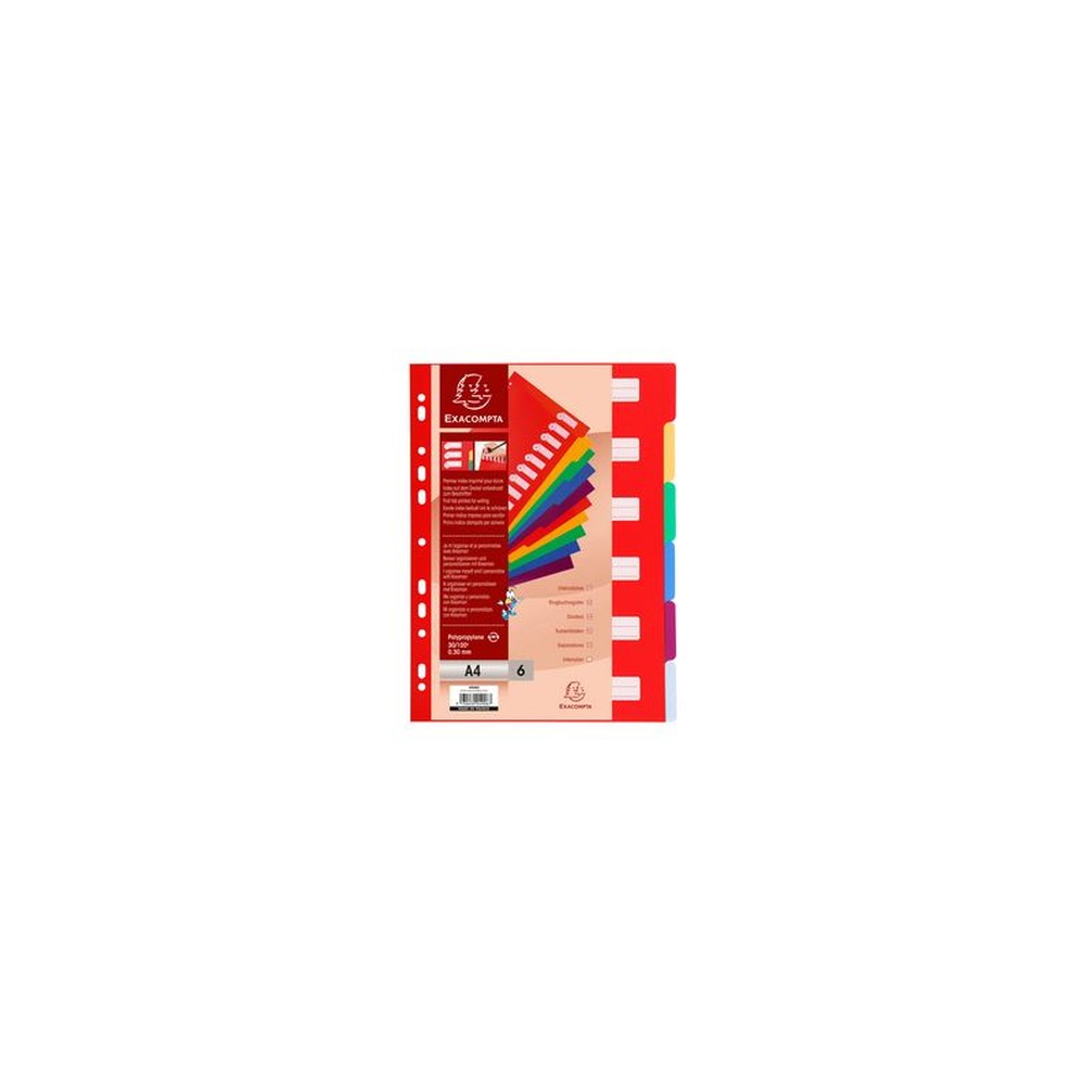 EXACOMPTA Intercalaires en plastique, uni, A4, 6 touches