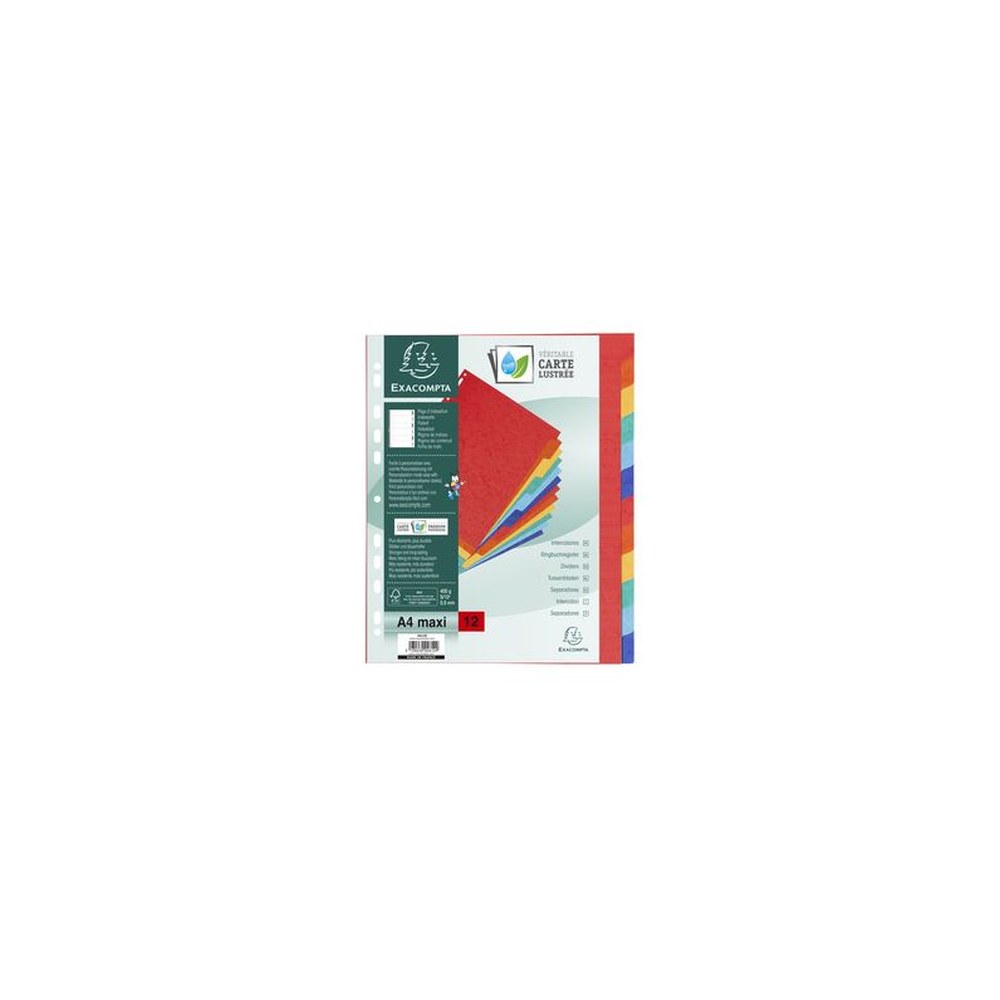 EXACOMPTA Intercalaires en carton, A4+, 12 touches