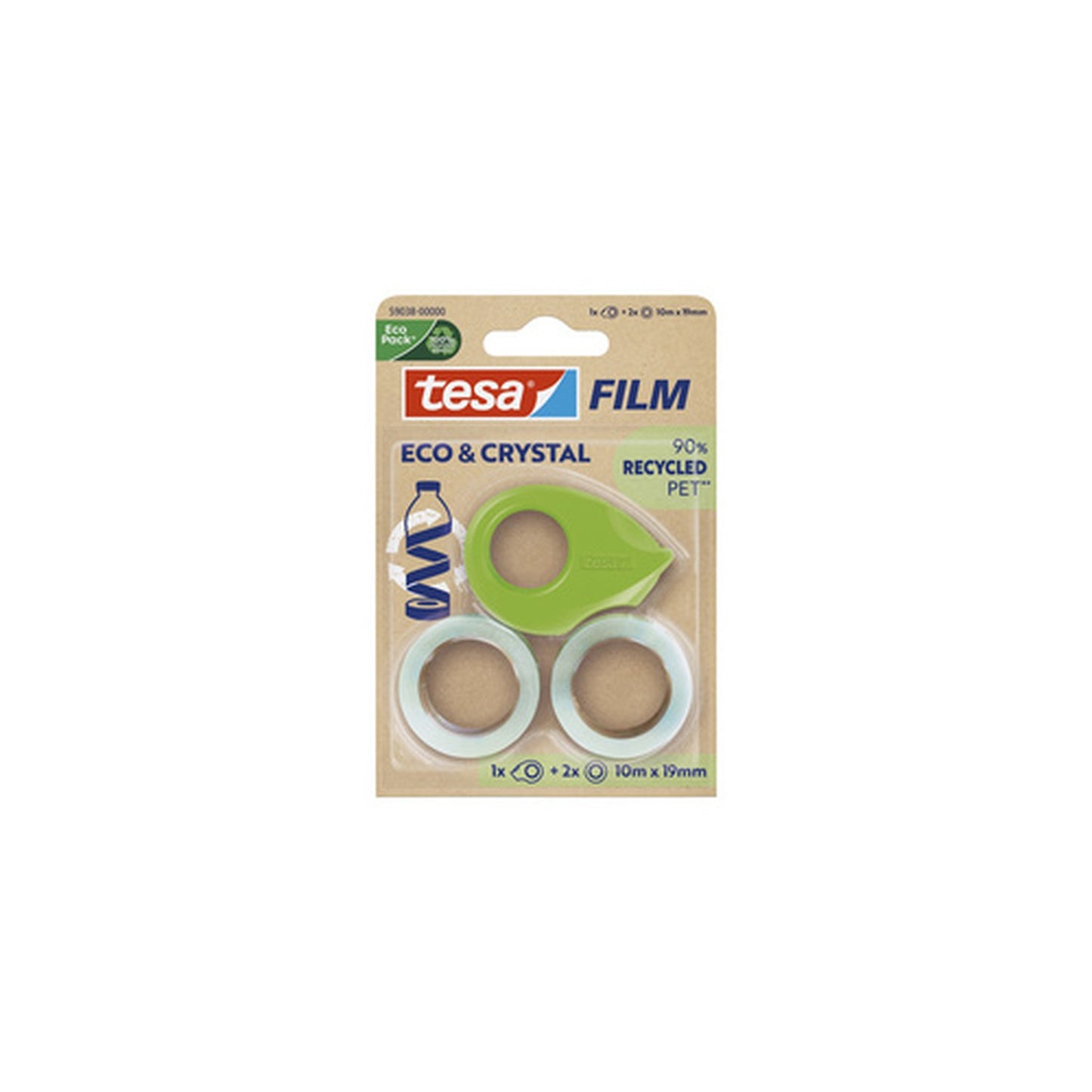 tesa Film ruban adhésif ECO & CRYSTAL + dévidoir, blister