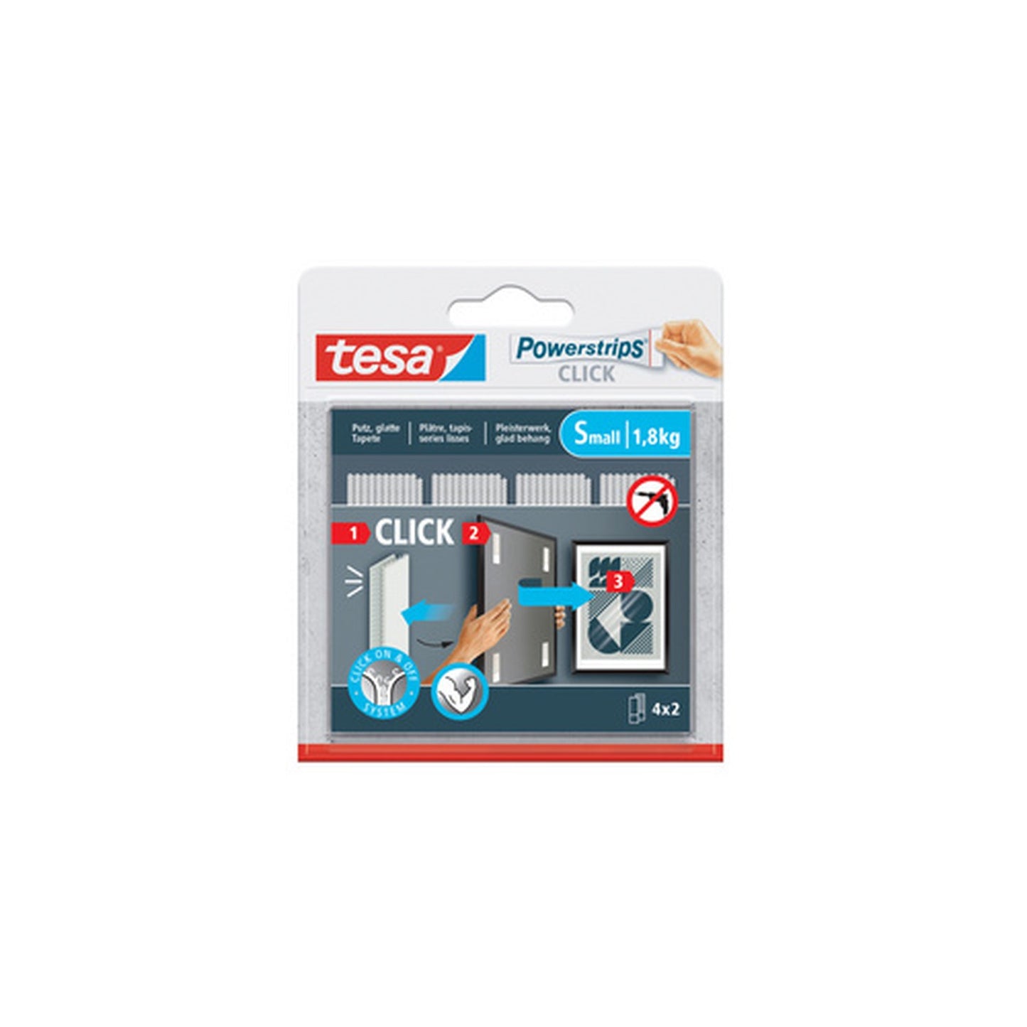 tesa Bande auto-agrippante Powerstrips CLICK, small, blanc