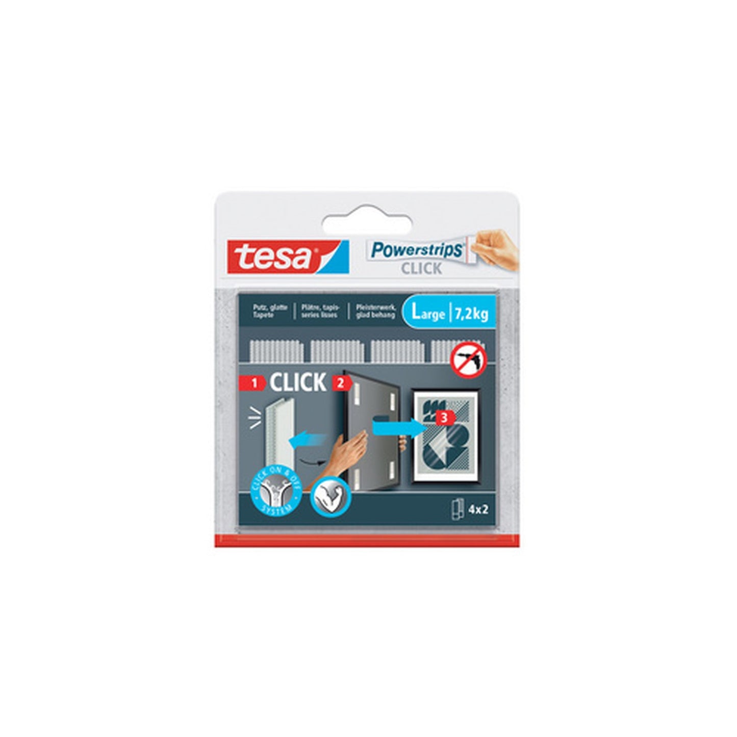 tesa Bande auto-agrippante Powerstrips CLICK, large, blanc