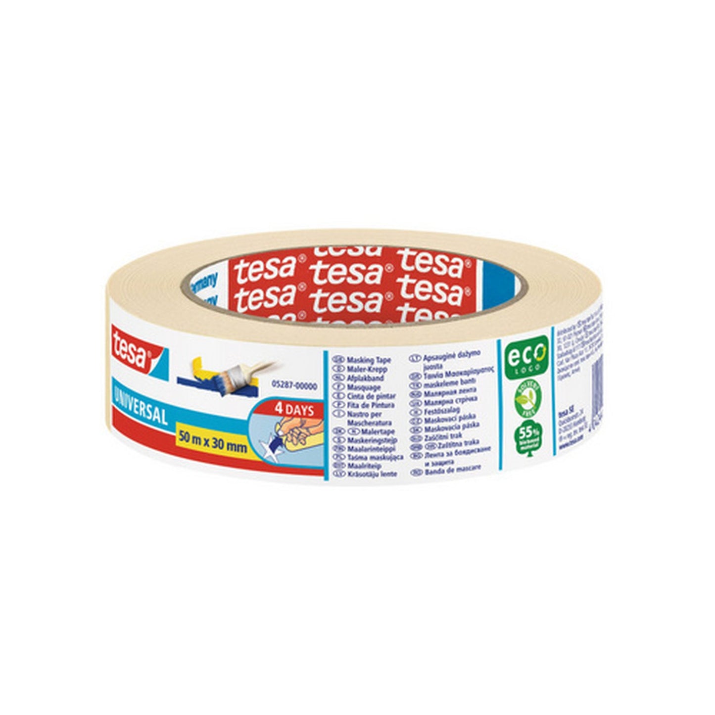 tesa ecoLogo Ruban de masquage crêpé Universal, 30 mm x 50 m