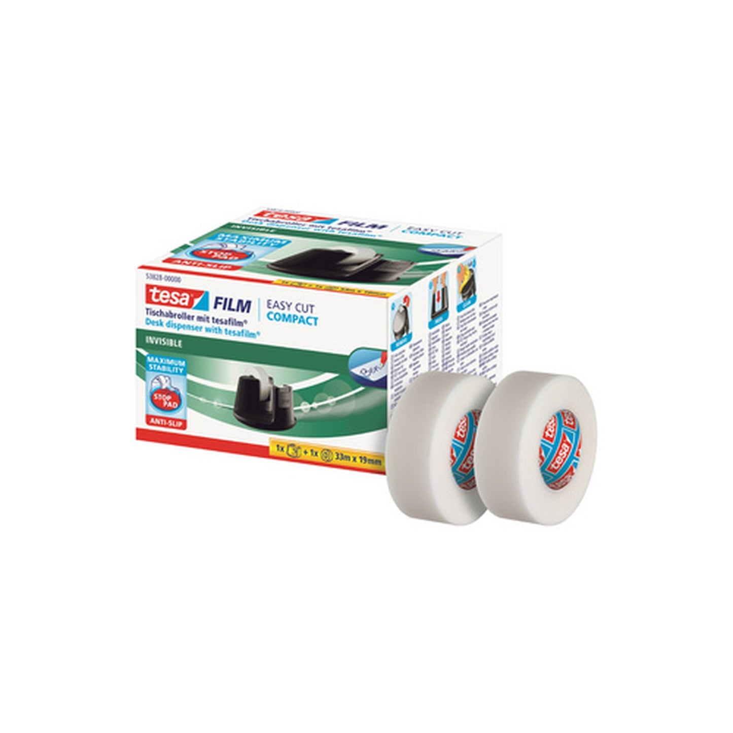 tesa Dévidoir de bureau Easy Cut Compact, pack économique