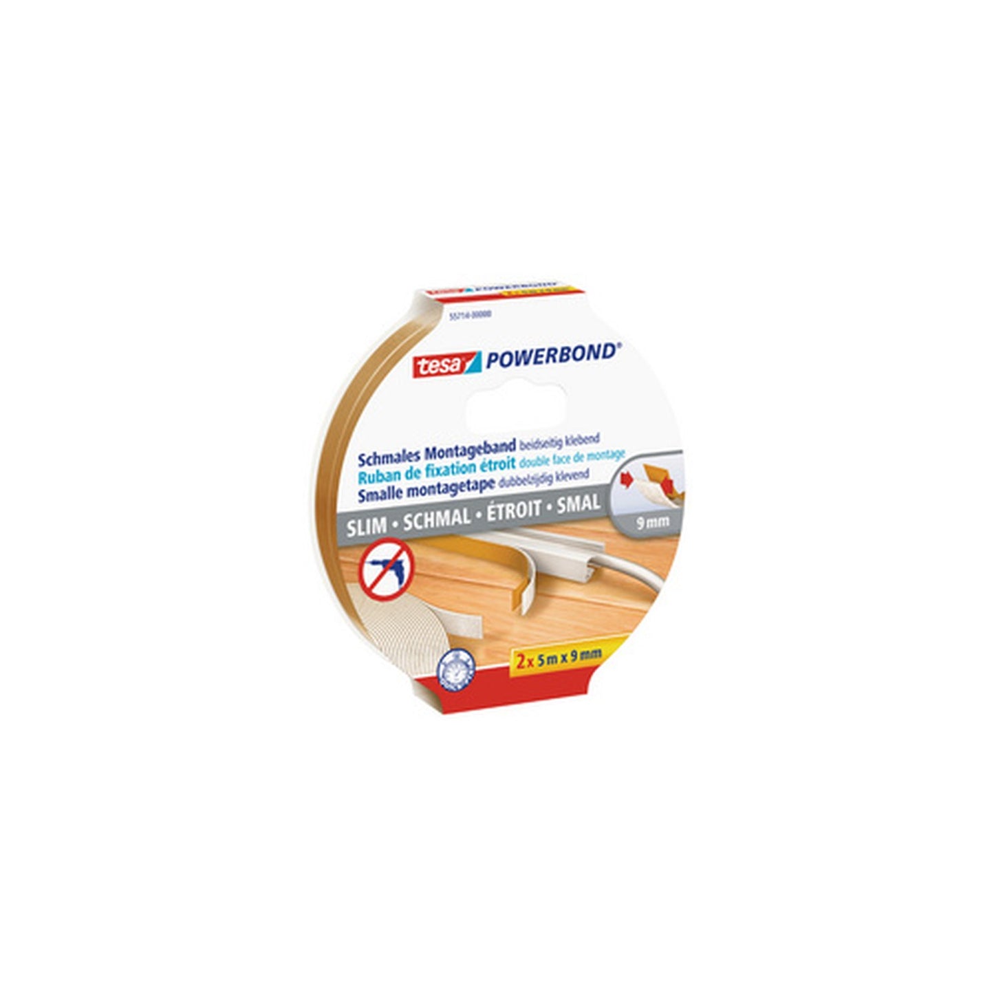 tesa Powerbond Adhésif de montage, étroit, blanc
