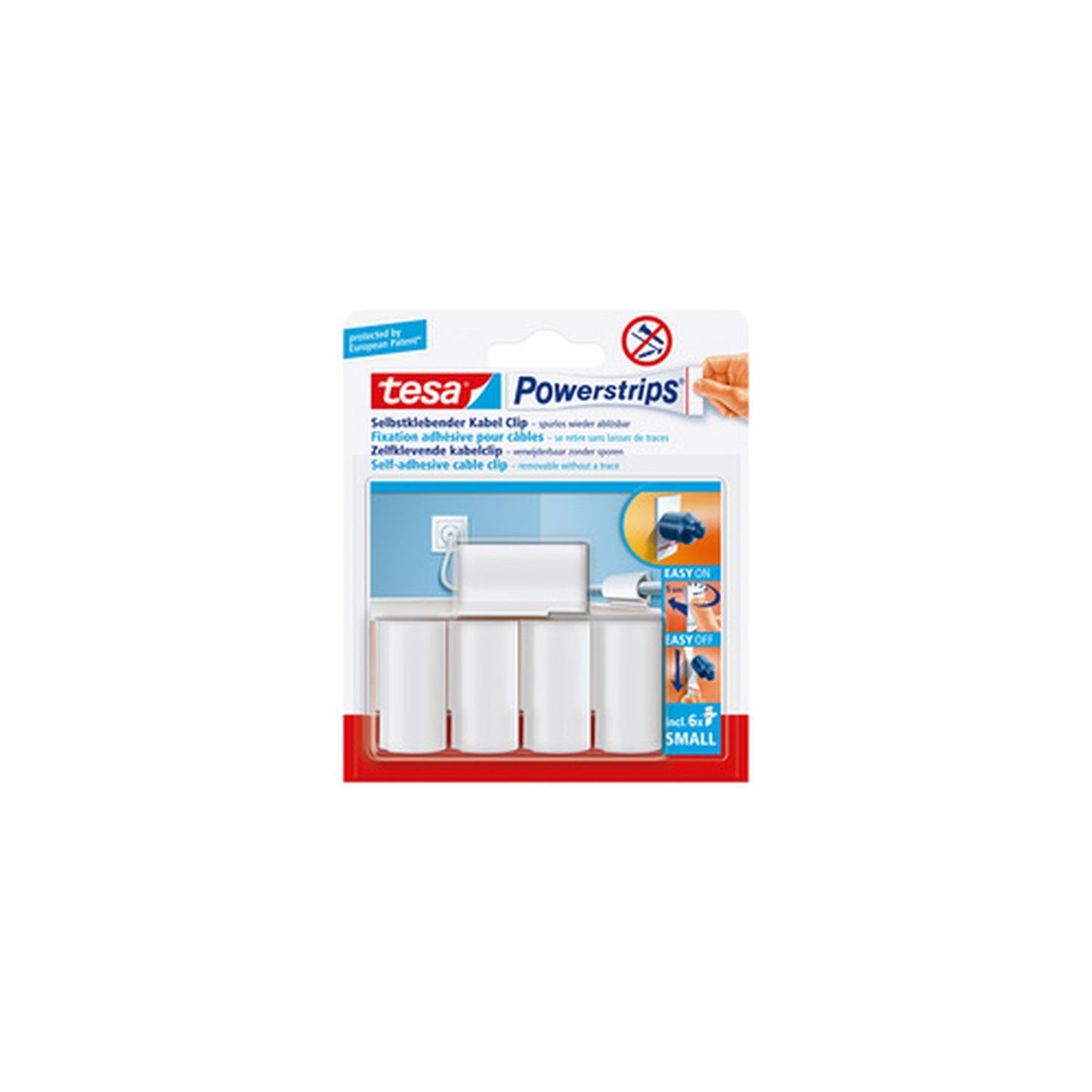 tesa Powerstrips Fixation adhésive pour câble, blanc