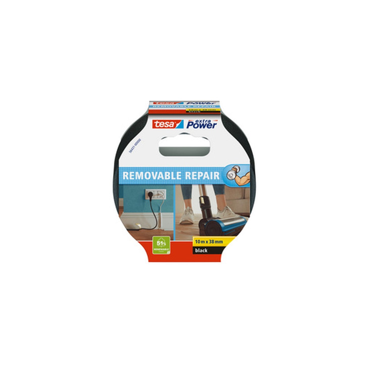tesa Ruban adhésif toilé extra Power REMOVABLE REPAIR, noir