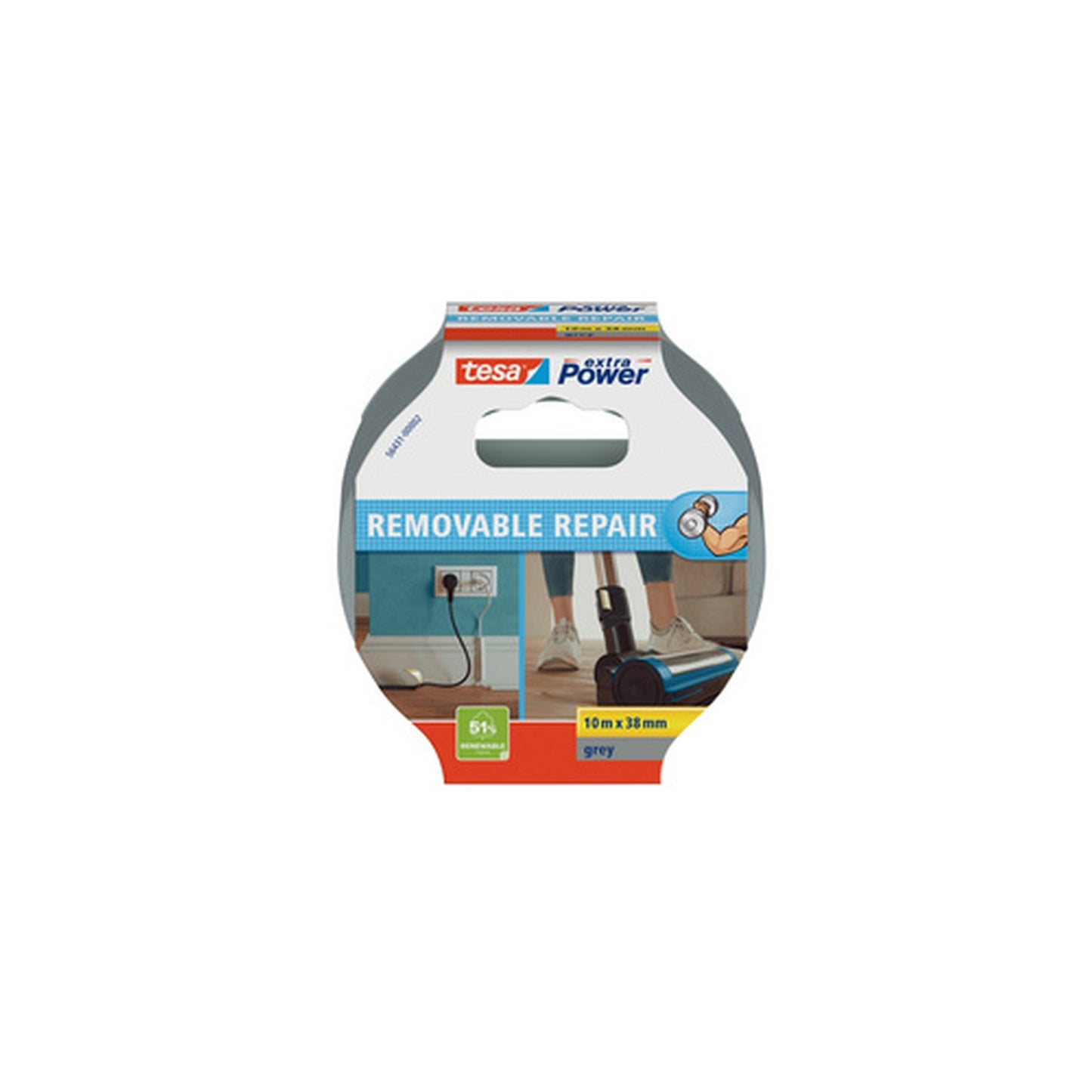 tesa Ruban adhésif toilé extra Power REMOVABLE REPAIR, gris