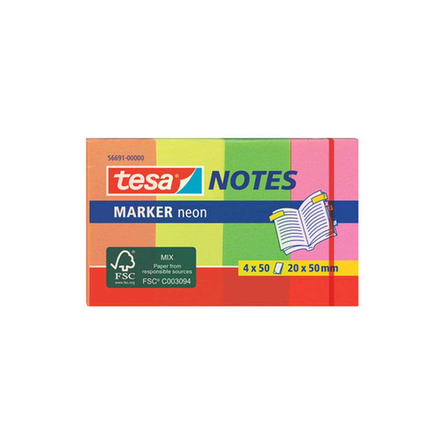 tesa Index repositionnable Marker, couleurs néons,50 x 20 mm