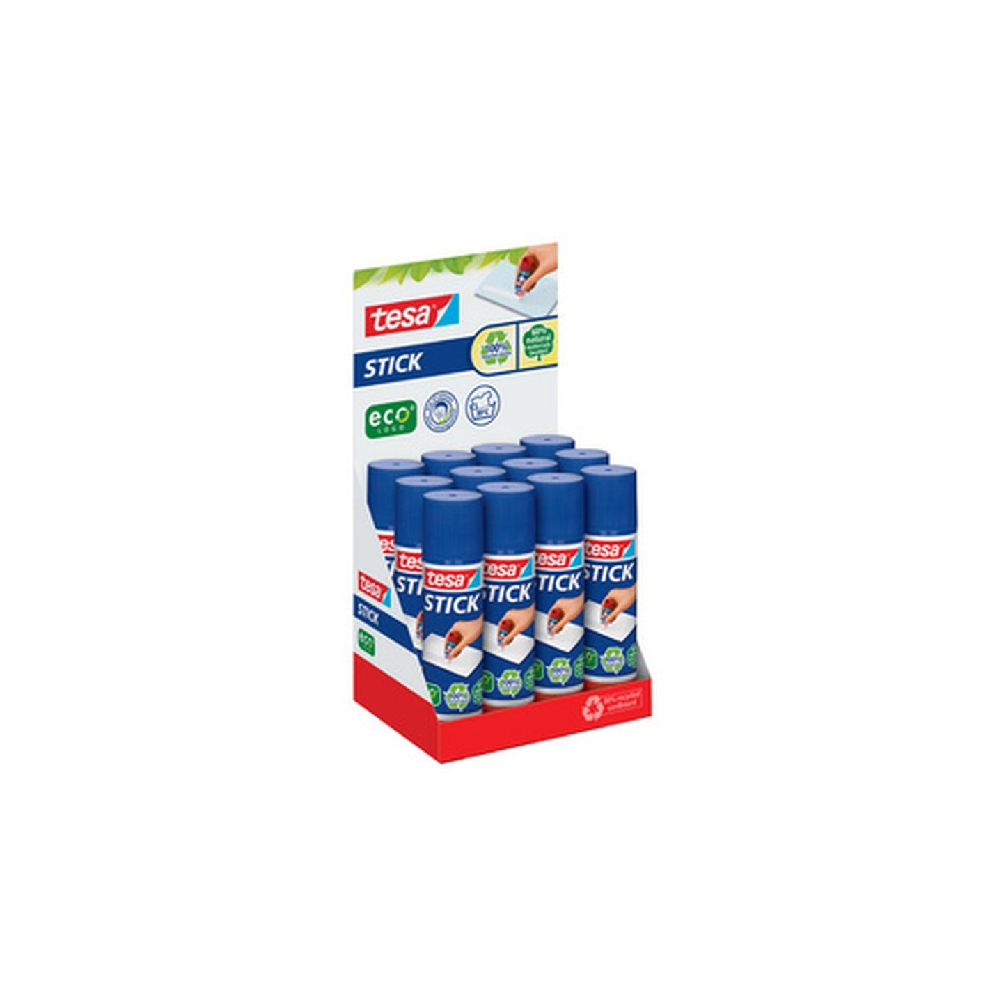 tesa ecoLogo Stick Bâton de colle, 20 g, présentoir comptoir x12