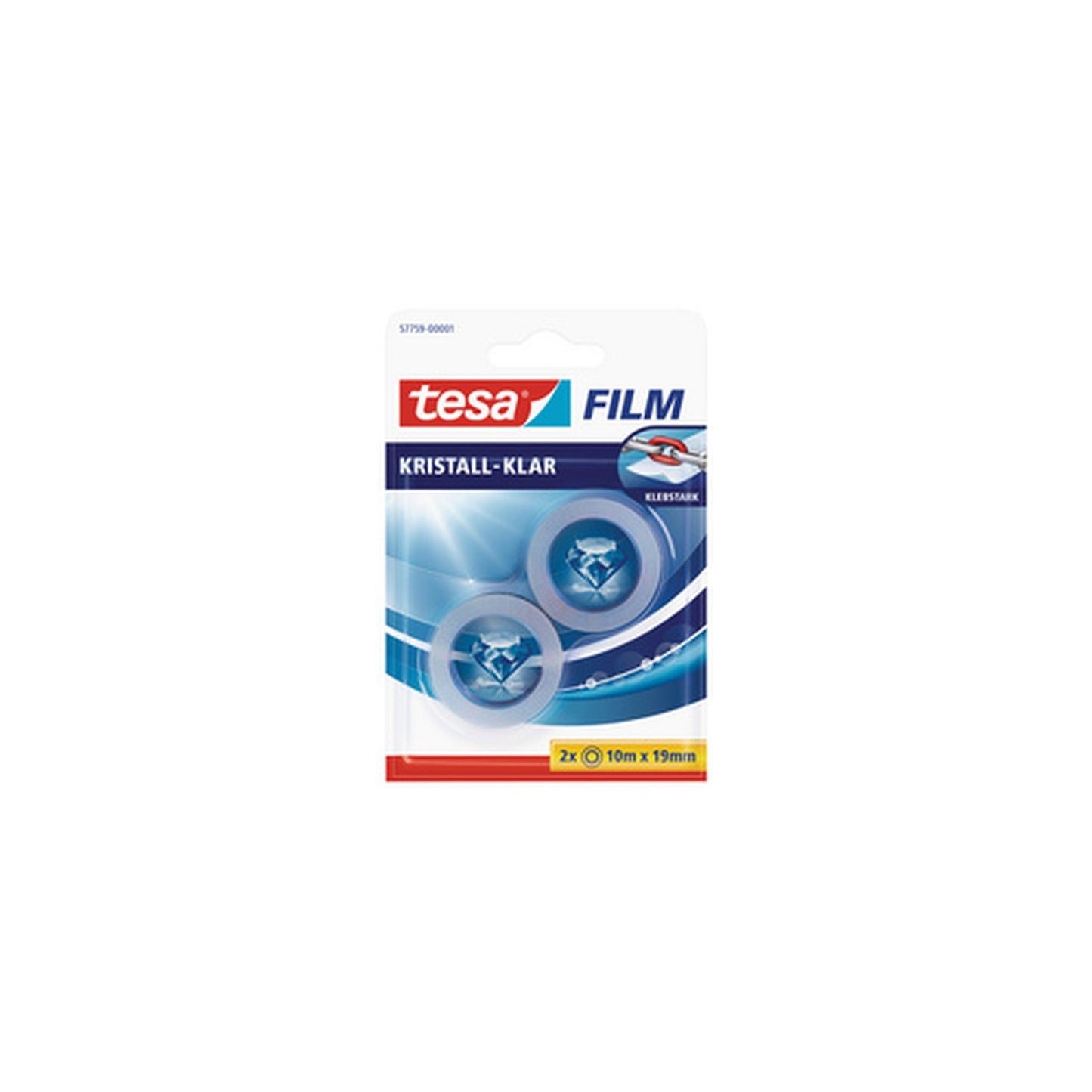 tesa Film Ruban adhésif transparent, 2 rouleaux, 19 mm x10 m