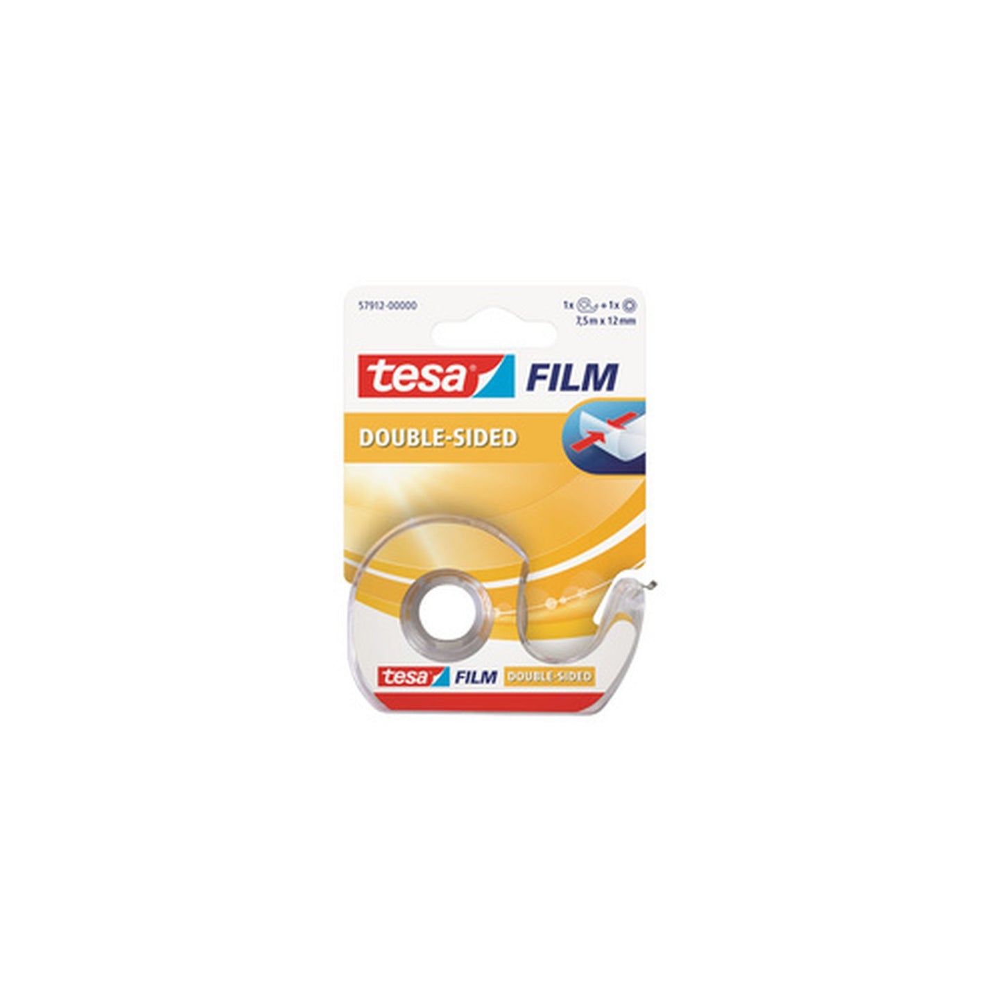tesa Film Ruban adhésif double face,12 mm x 7,5 m + dévidoir