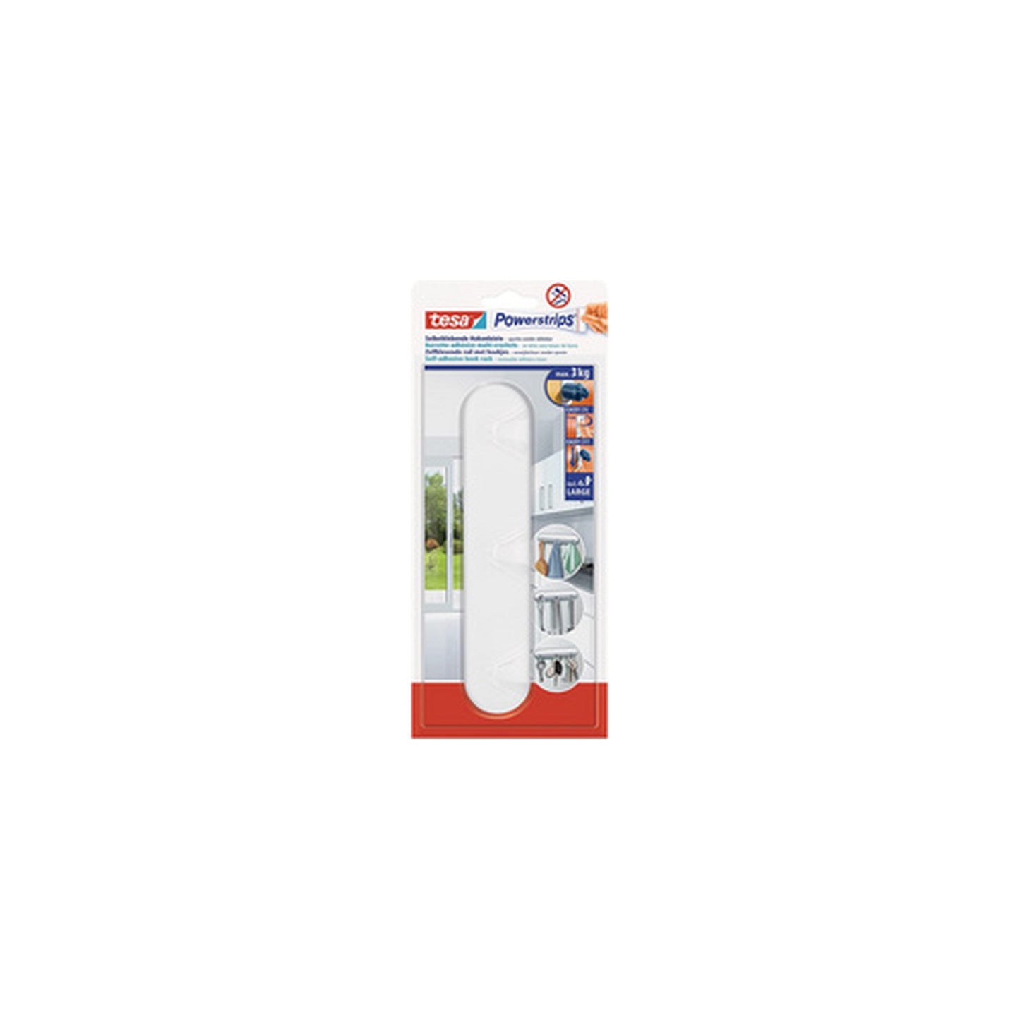 tesa Powerstrips Bande adhésive à 3 crochets, chromé
