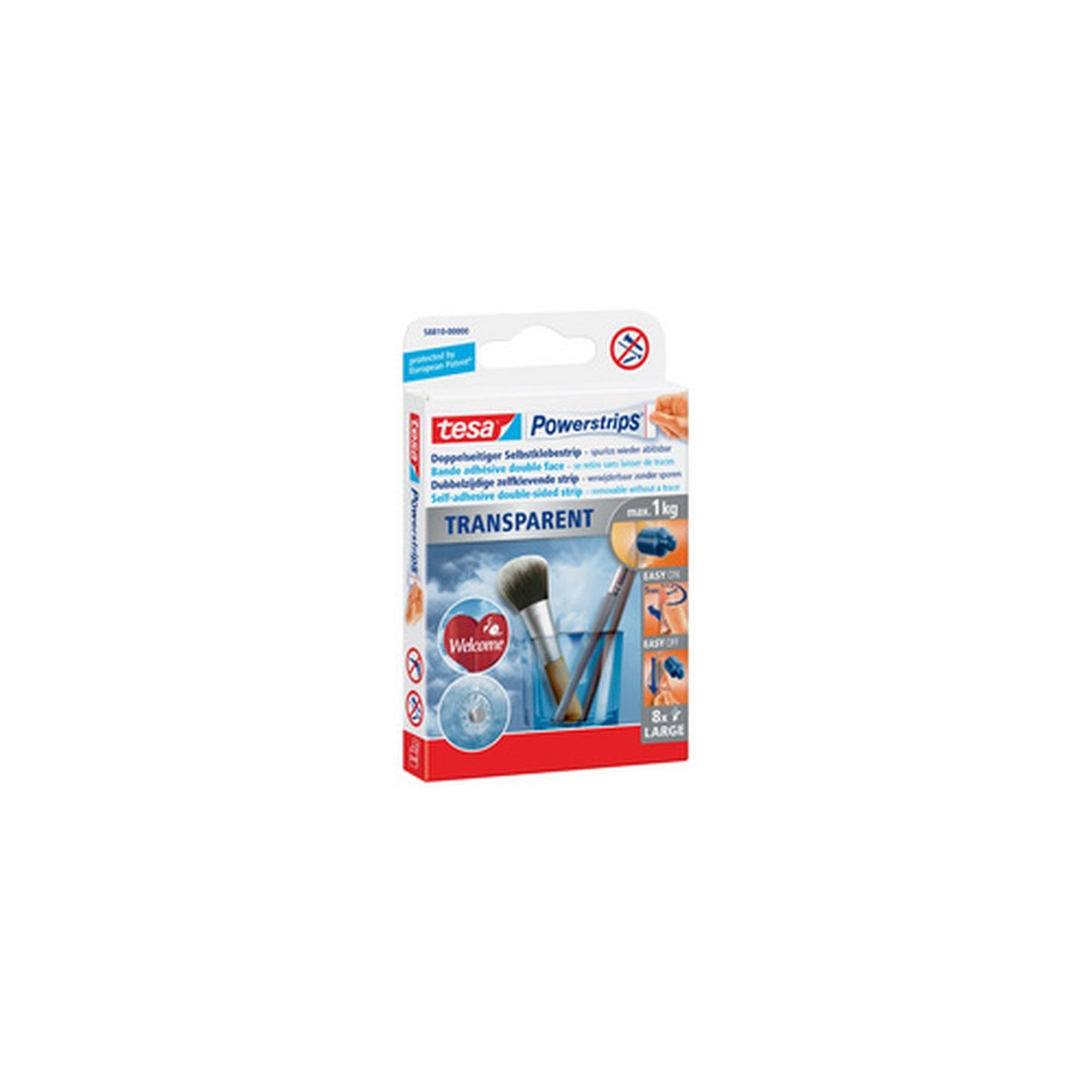 tesa Powerstrips TRANSPARENT, fixation: max. 1,0 kg