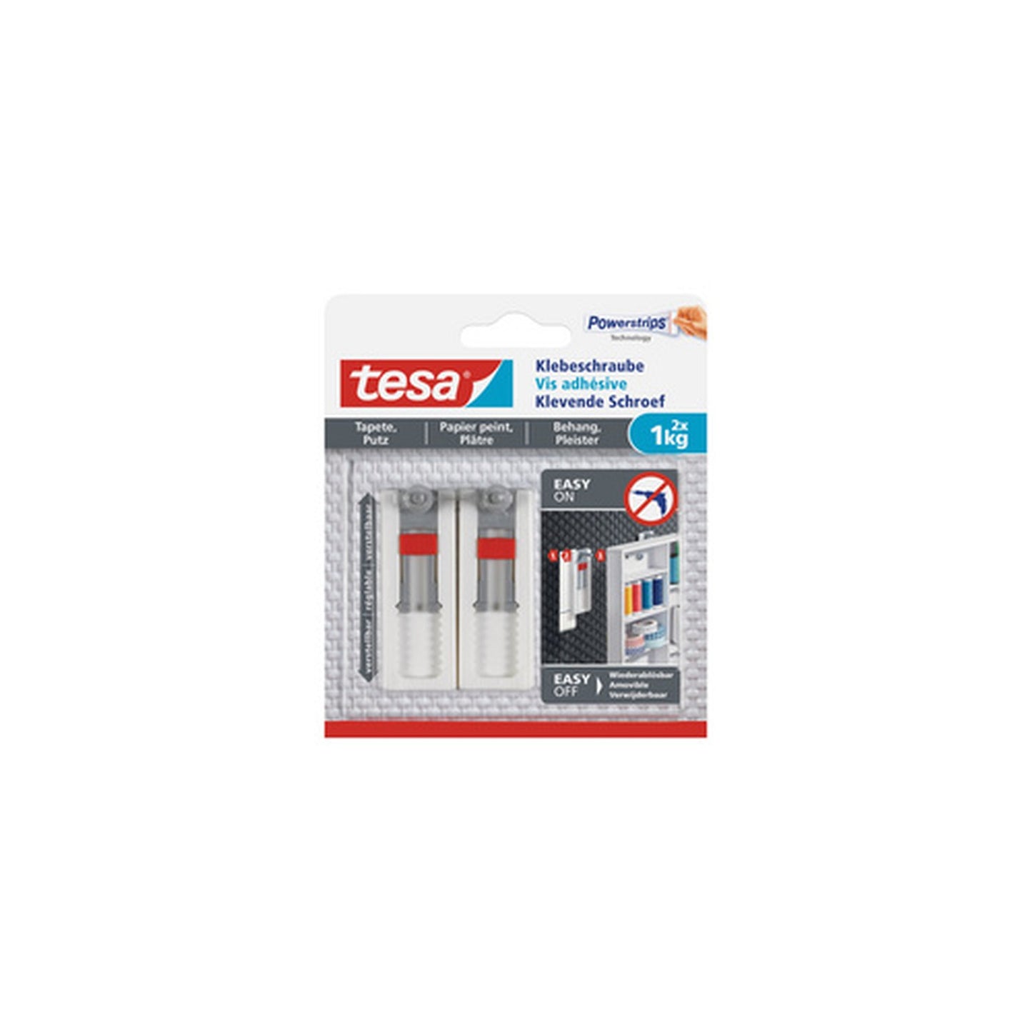 tesa Powerstrips Vis adhésive pour papier peint/plâtre,