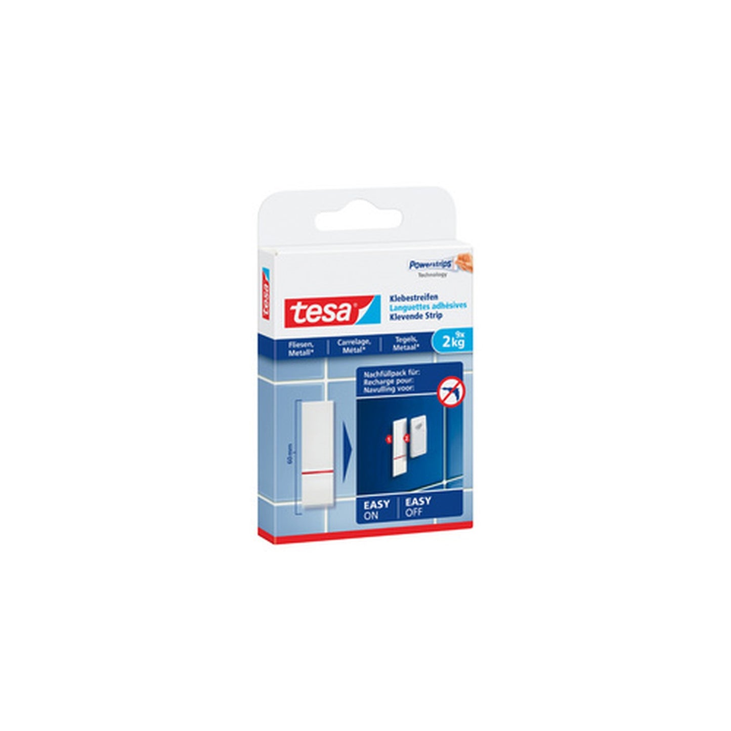 tesa Powerstrips Languettes adhésives pr carrelage et métal