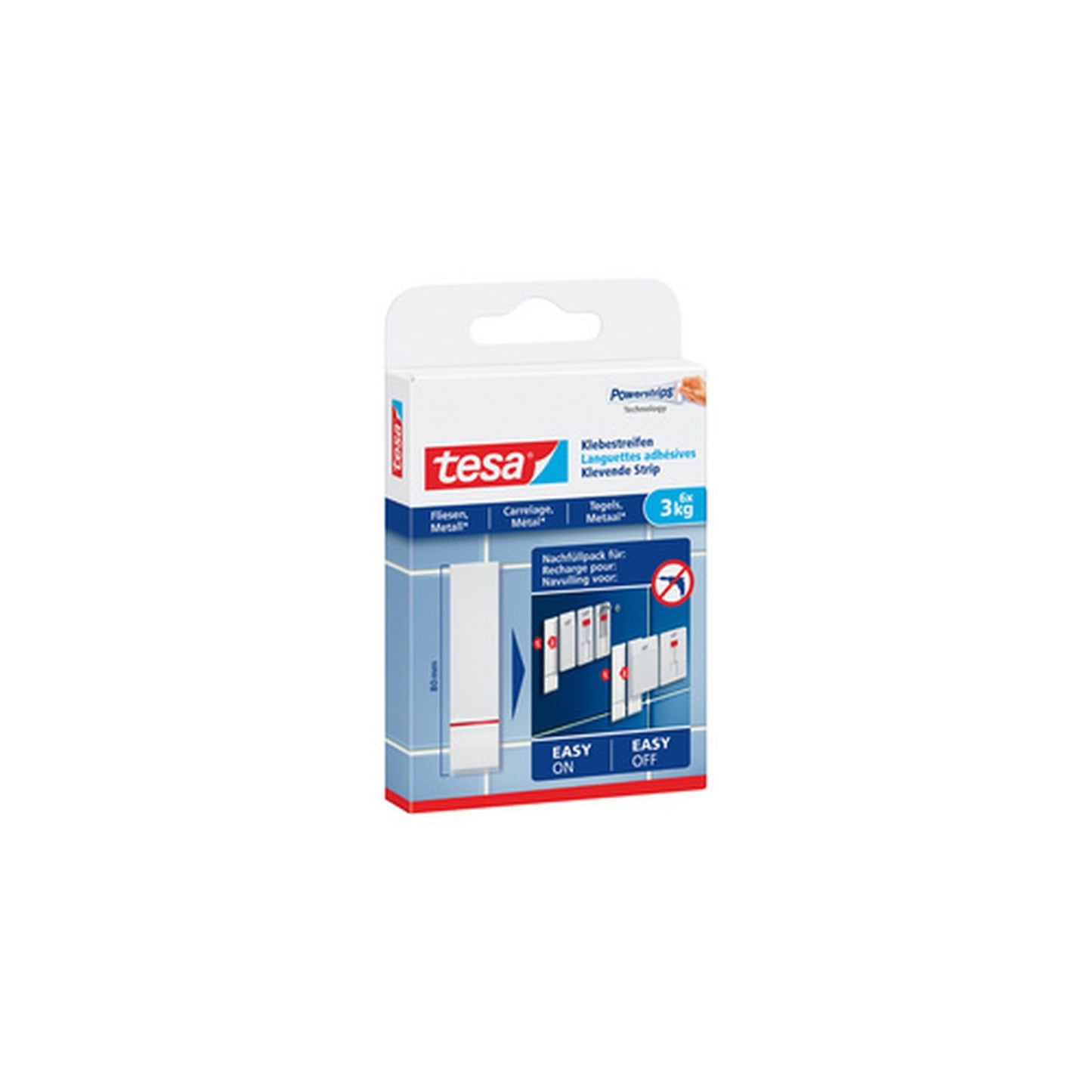 tesa Powerstrips Languettes adhésives pr carrelage et métal