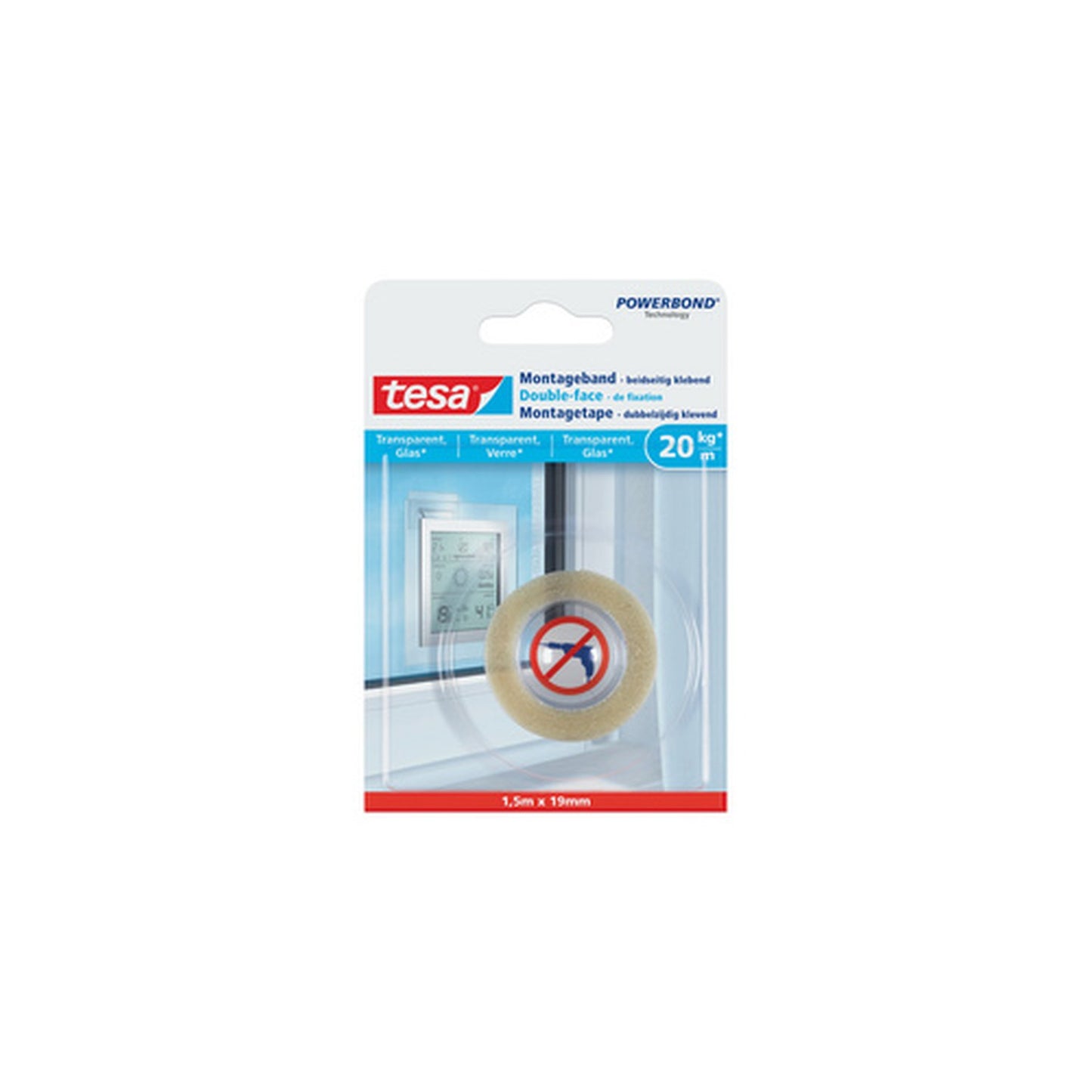 tesa Adhésif double face de montage Powerbond pour verre