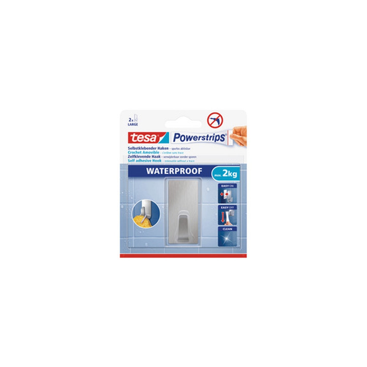 tesa Powerstrips Crochet ZOOM WATERPROOF Large, métal