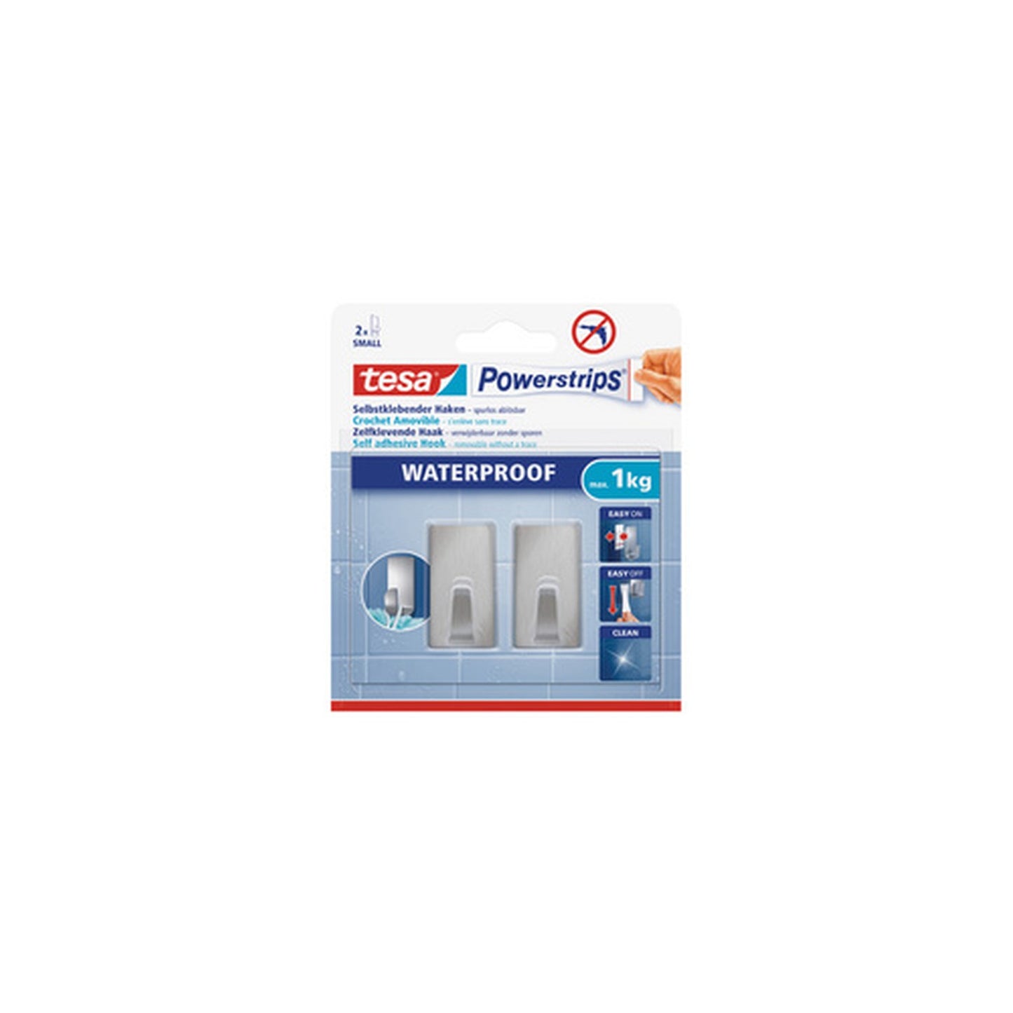tesa Powerstrips Crochet ZOOM WATERPROOF Small, métal