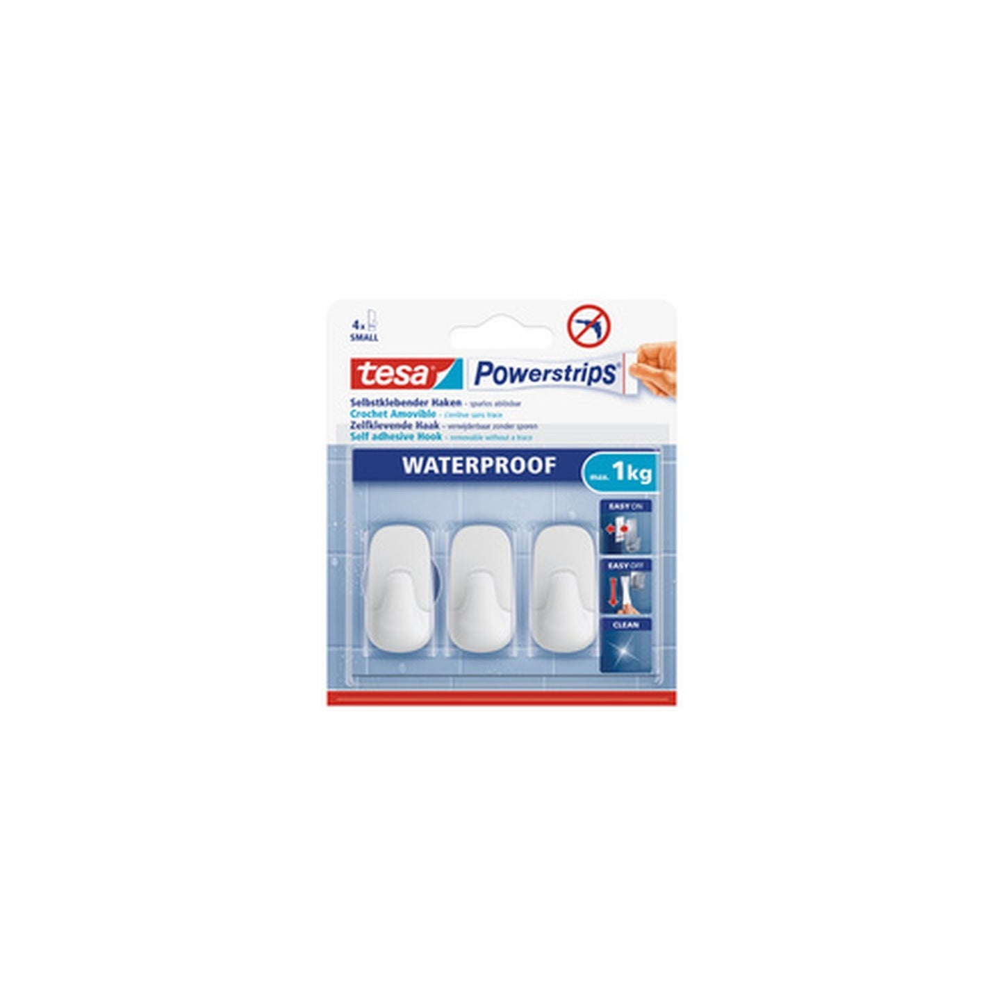 tesa Powerstrips Crochet WATERPROOF Small, plastique, blanc
