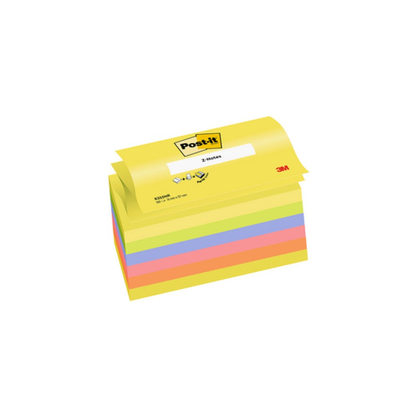 Post-it Bloc-notes adhésif z-notes, 127 x 76 mm, 6 couleurs