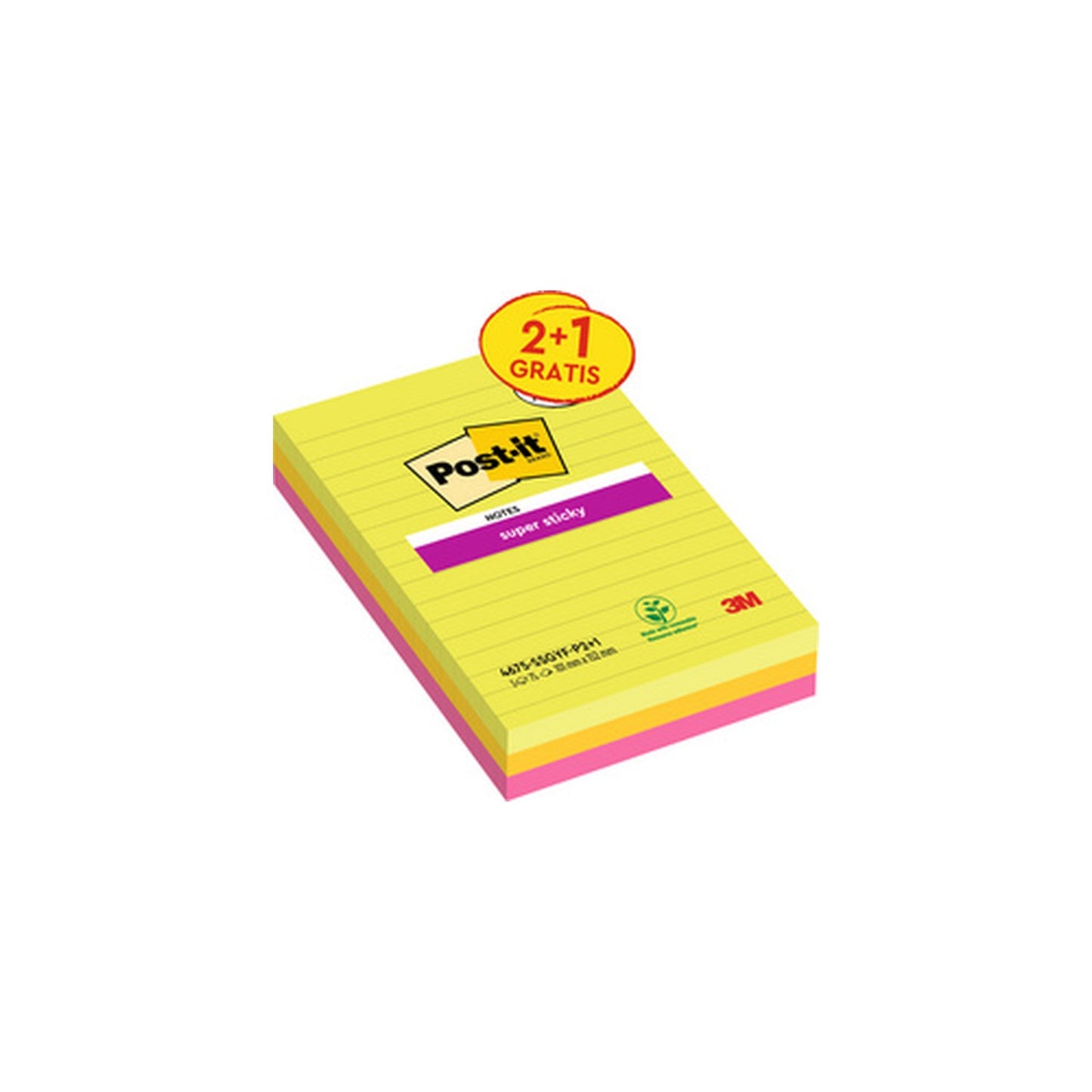 Post-it Bloc-notes super sticky notes, 101 x 152 mm, ligné