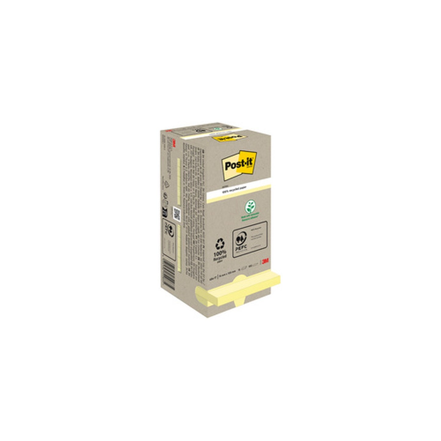 Post-it Bloc-note adhésif Recycling notes, 76 x 76 mm, jaune