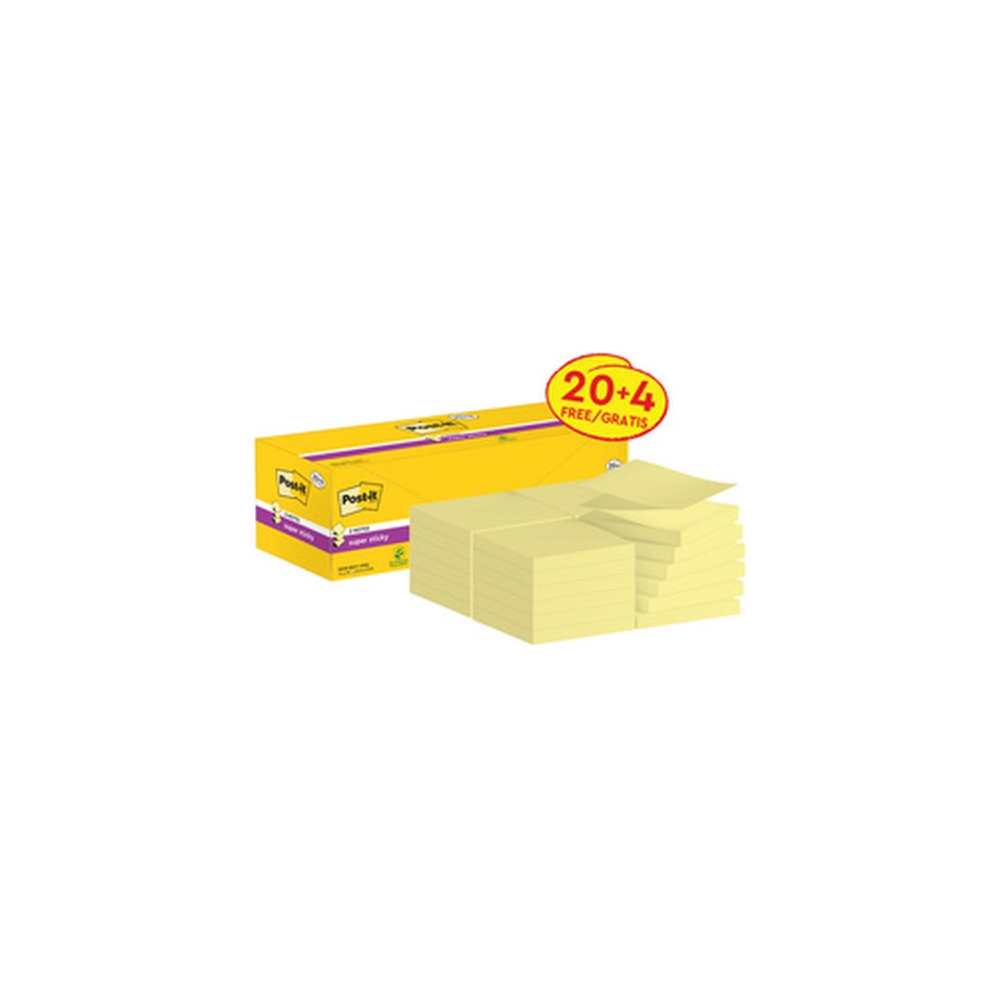 Post-it Bloc-note super sticky z-notes, 76 x 76 mm, 20+4