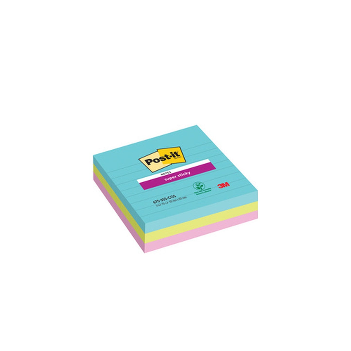 Post-it Bloc-note super sticky notes, ligné, 101 x 101 mm