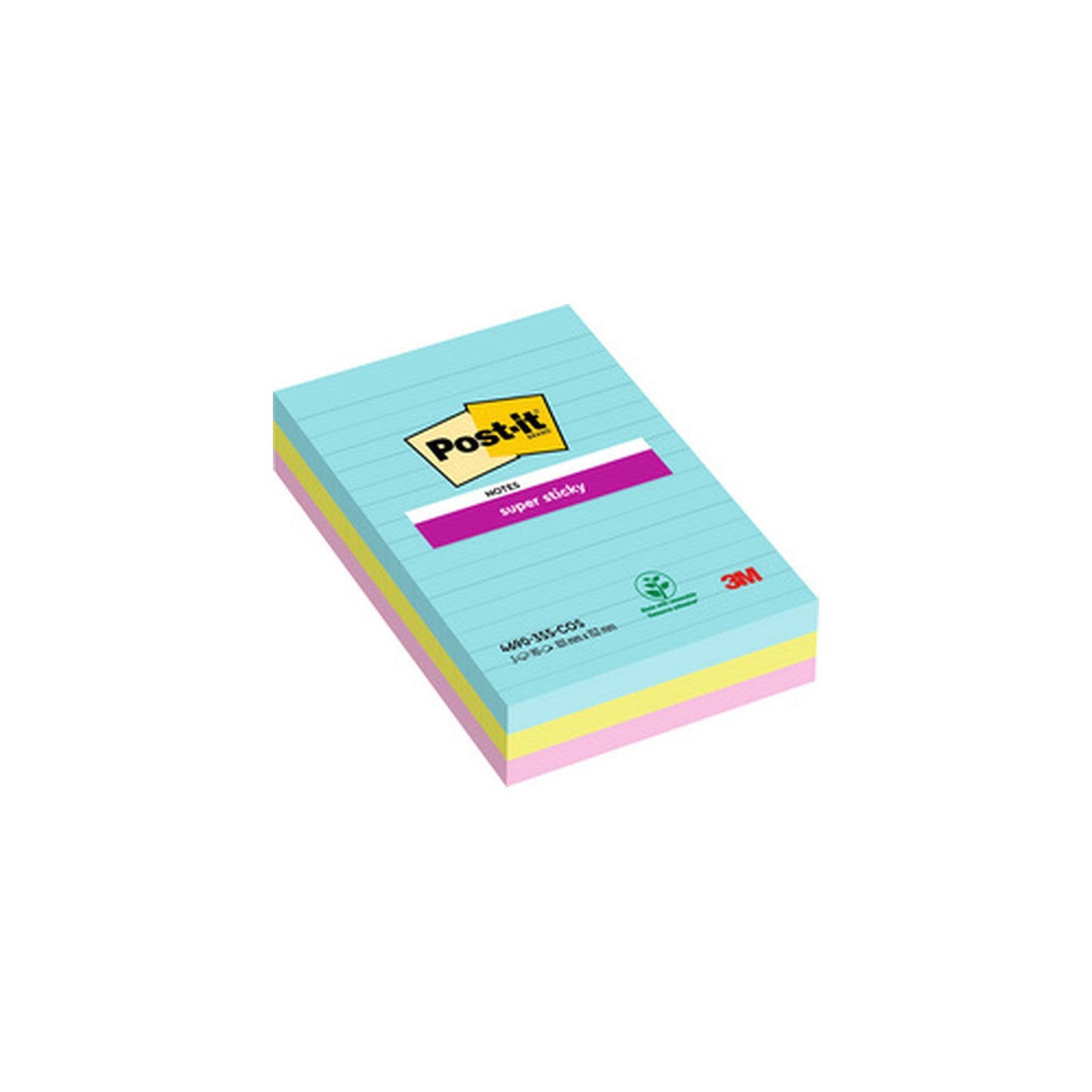 Post-it Bloc-note super sticky notes, ligné, 101 x 152 mm