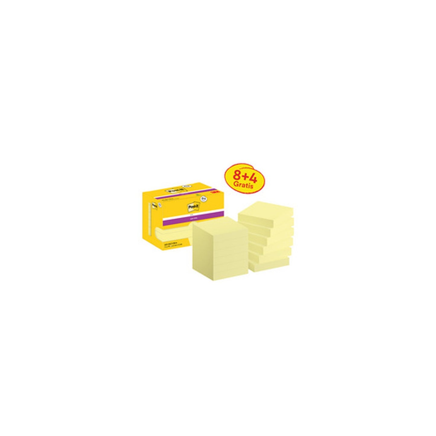 Post-it Bloc-note super sticky notes, 76 x 76 mm, 8+4