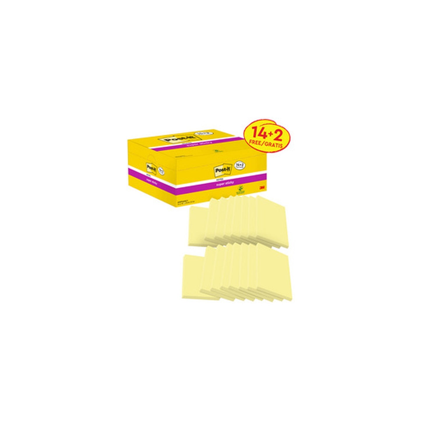 Post-it Bloc-note super sticky notes, 127 x 76 mm, 14+2