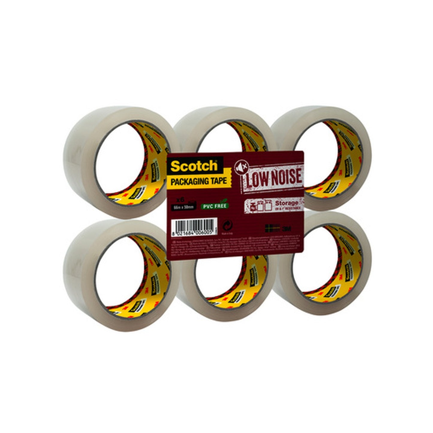 3M Scotch Ruban adhésif d'emballage LOW NOISE, 50 mm x 66 m