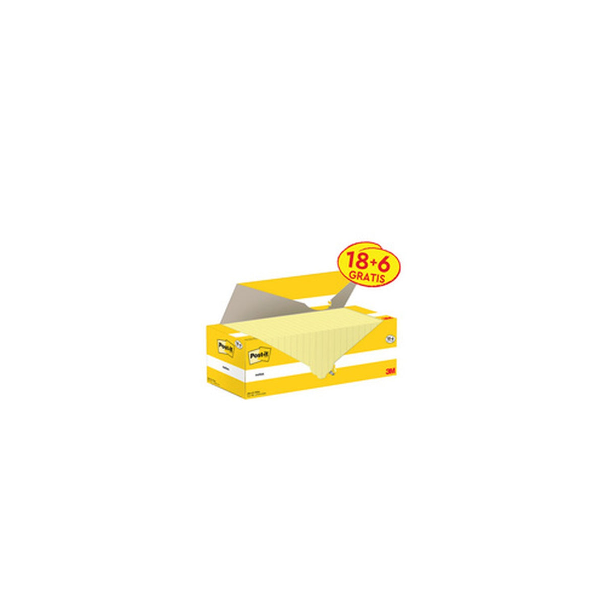 Post-it Bloc-notes adhésif, 76 x 76 mm, jaune, 18+6 gratuits