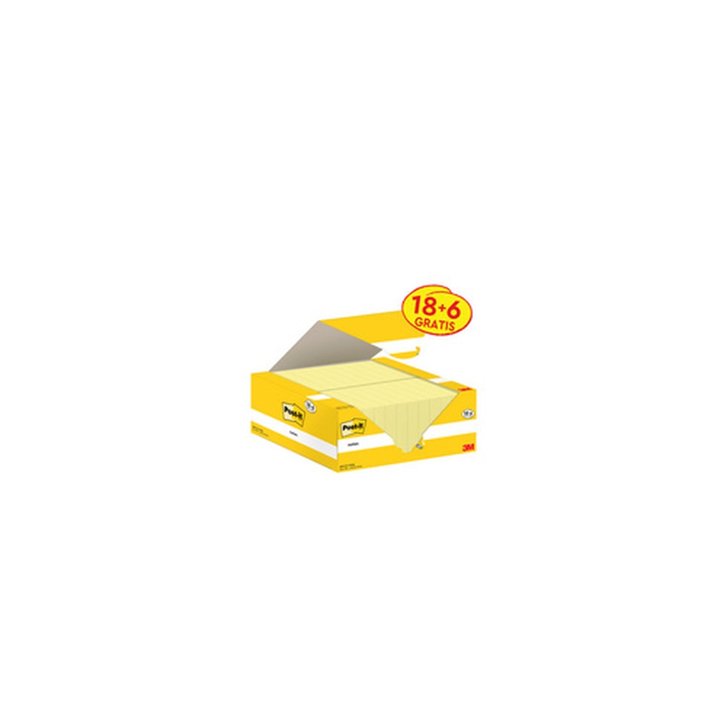 Post-it Bloc-notes adhésif, 51 x 38 mm, jaune, 18+6 gratuits
