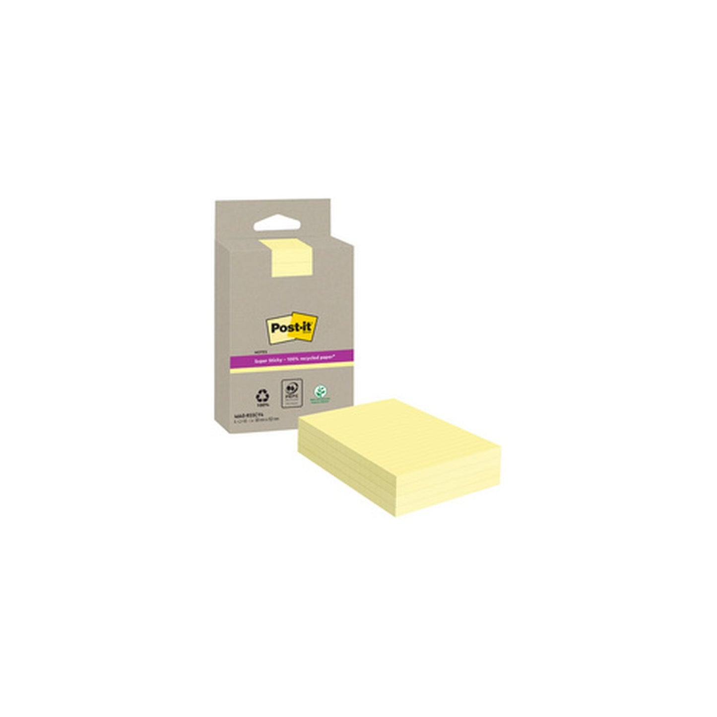 Post-it Bloc-notes super sticky Recycling notes, ligné