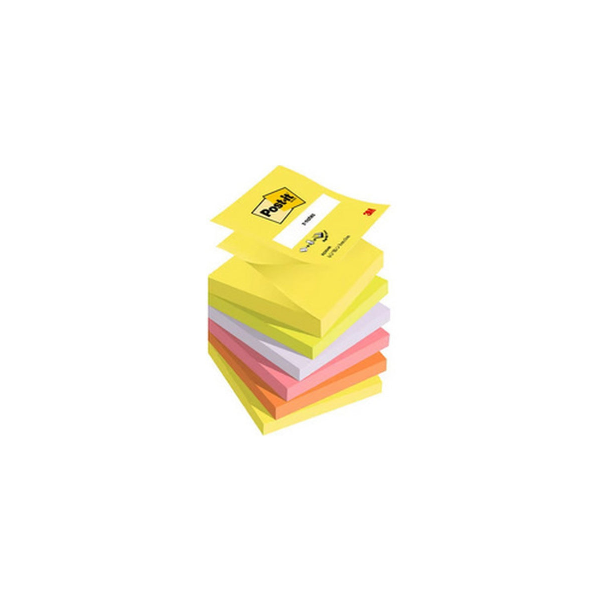 Post-it Bloc-notes adhésif z-notes, 76x76 mm, couleurs fluo