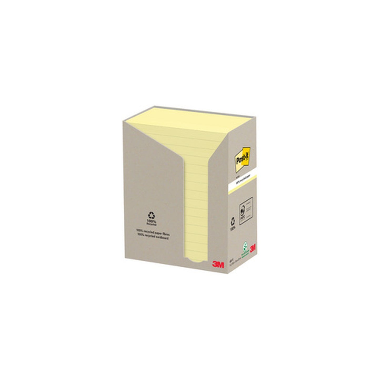 Post-it Bloc-note adhésif Recycling notes, 127x76 mm, jaune