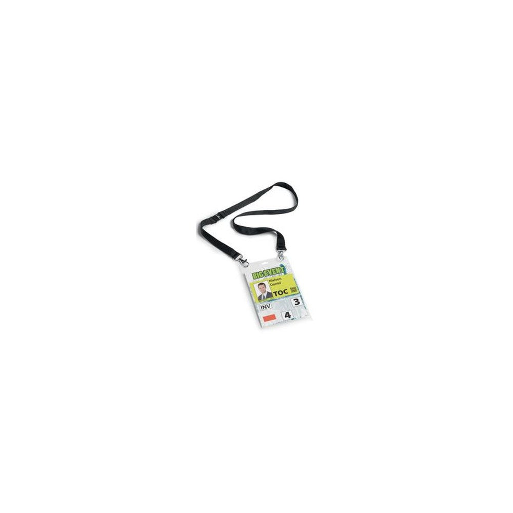 DURABLE Badge évènementiel, avec ruban en tissu, A6, noir