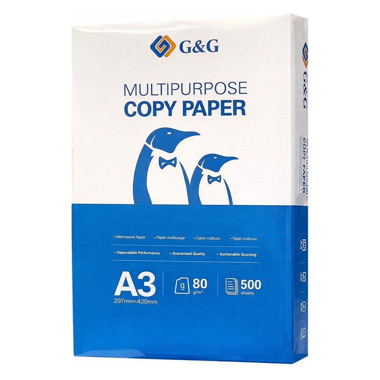 Ramette de Papier blanc - 500 feuilles - A3 (420 x 297 mm) - 80 g/m² marque G&G