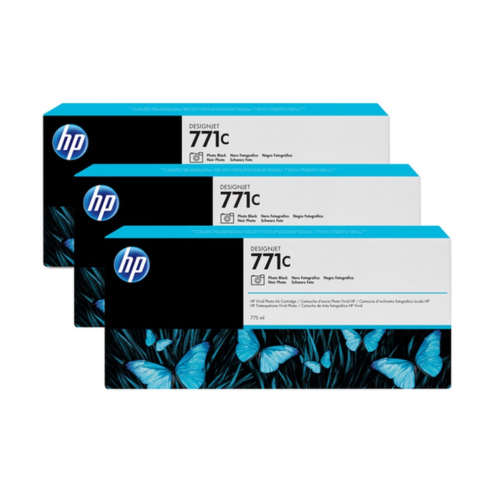 Cartouche d'origine HP B6Y37A / 771C - noire - pack de 3
