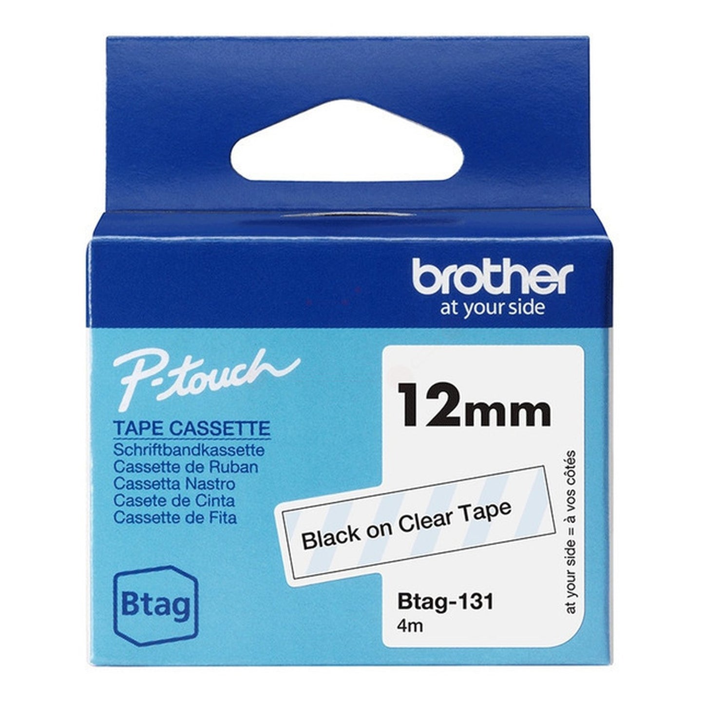 Rouleau d'étiquettes d'origine Brother BTAG131 - noir, transparent