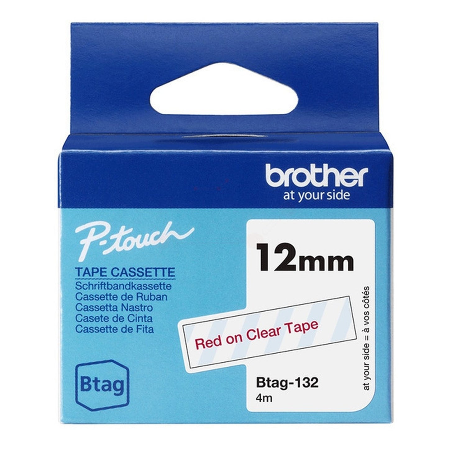 Rouleau d'étiquettes d'origine Brother BTAG132 - rouge, transparent