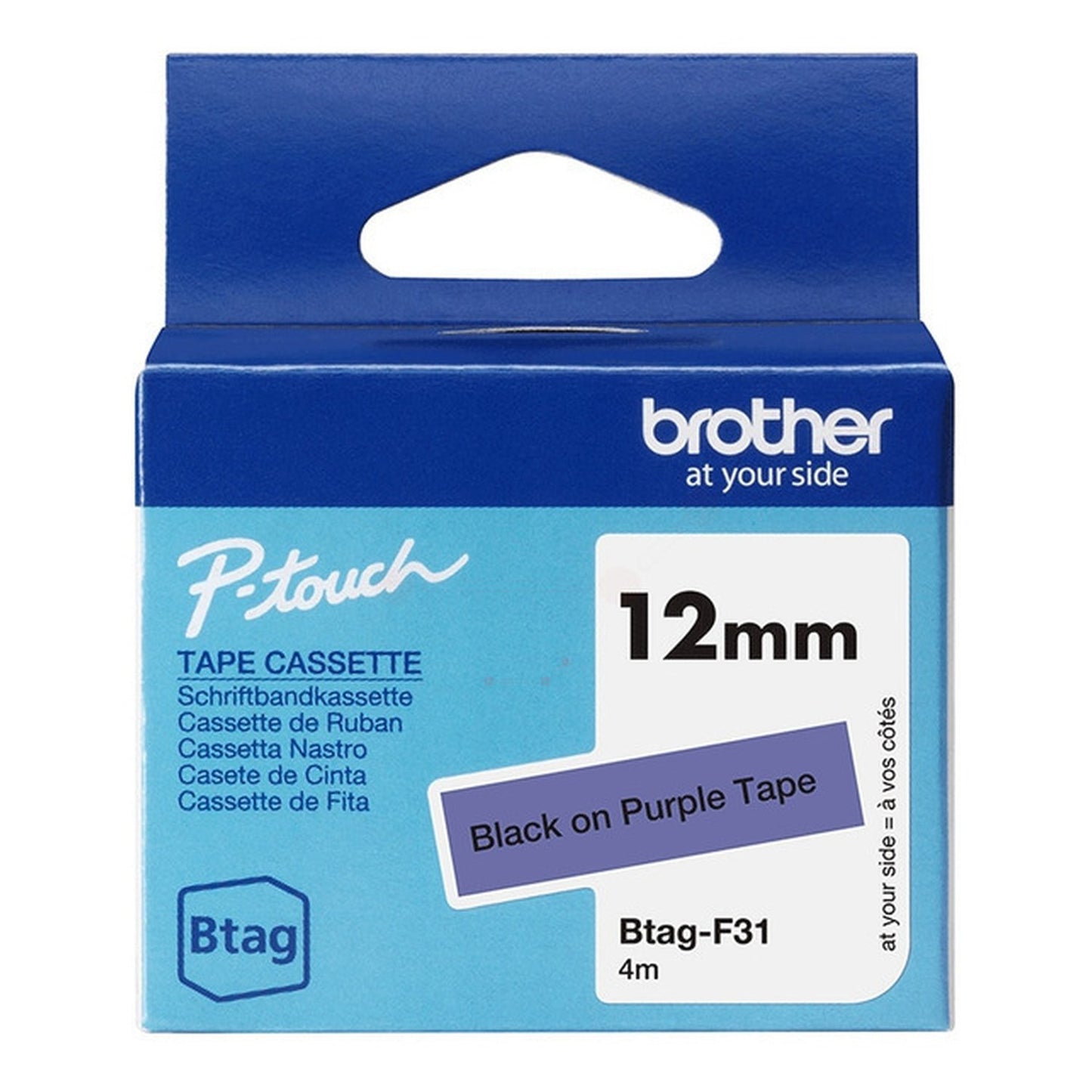 Rouleau d'étiquettes d'origine Brother BTAGF31 - noir, violet