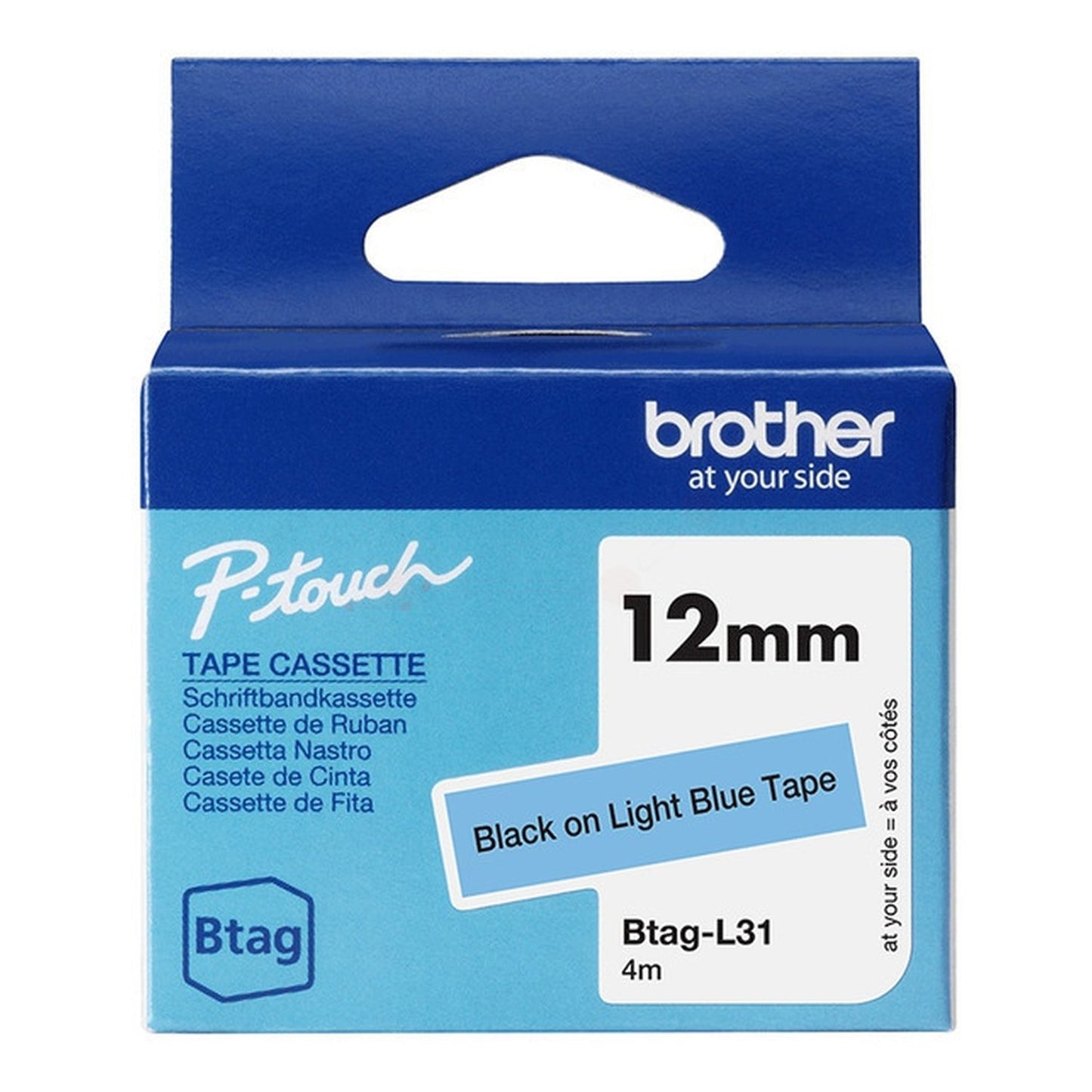 Rouleau d'étiquettes d'origine Brother BTAGL31 - noir, bleu clair