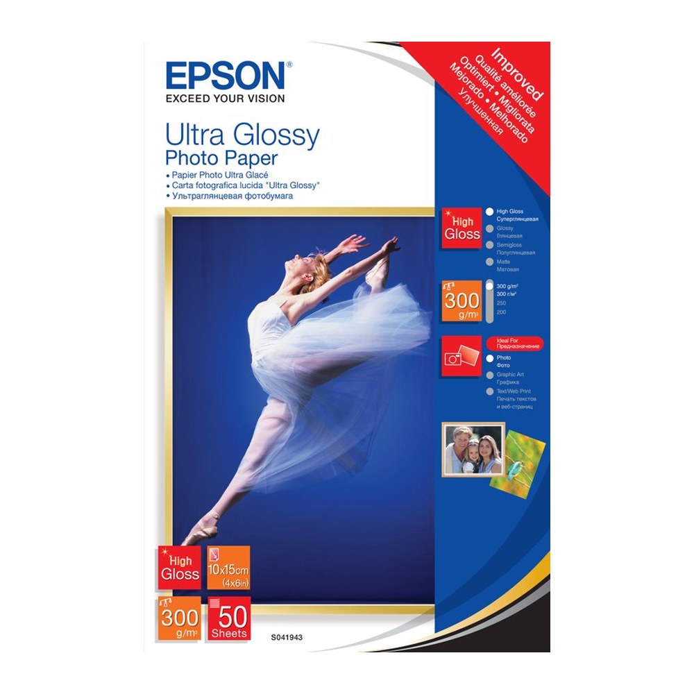 Papier photo 10x15 d'origine Epson C13S041943 - - pack de 10