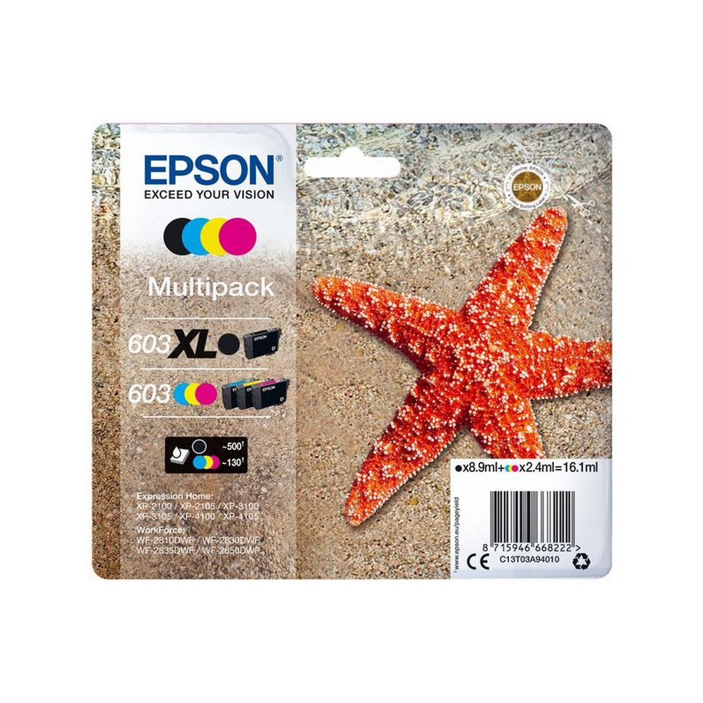 Cartouches d'origines Epson C13T03A94020 / 603XL/603 - multipack 4 couleurs : noire, cyan, magenta, jaune