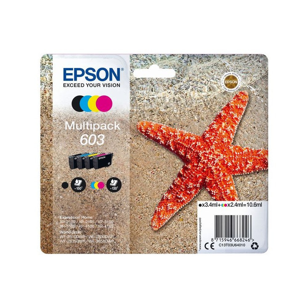 Cartouches d'origines Epson C13T03U64020 / 603 - multipack 4 couleurs : noire, cyan, magenta, jaune
