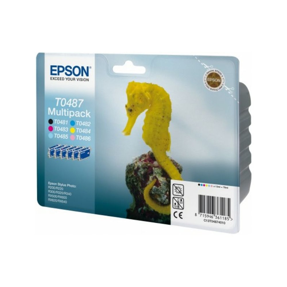 Cartouches d'origines Epson C13T04874010 / T0487 - multipack 6 couleurs : noire, cyan, magenta, jaune